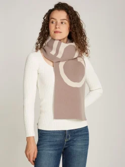 Calvin Klein Accessories Huivit|Kaikki Asusteet>Naisten Huivi, TWO-TONE KNIT WOOL MIX SCARF Beige Kuosi
