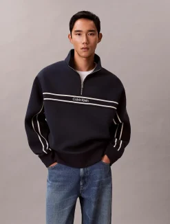 Calvin Klein Jeans Collegepaidat|Kaikki Paidat>miesten collegepaita LS Cotton Spacer Stripe Rib QTR,