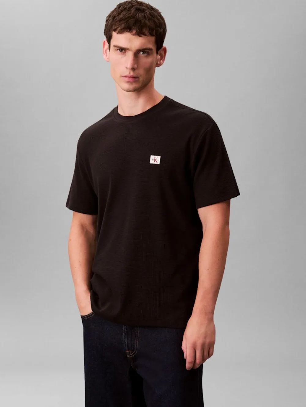 Calvin Klein Jeans T-Paidat|Kaikki Paidat>miesten t-paita SS Waffle Badge Crewnk Tee,