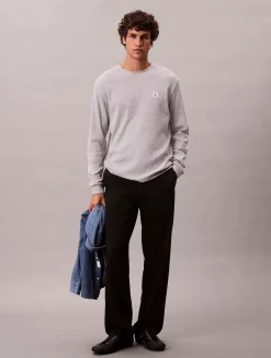 Calvin Klein Jeans Pitkähihaiset Paidat|Kaikki Paidat>miesten paita, LS WAFFLE BADGE CREWNK TEE