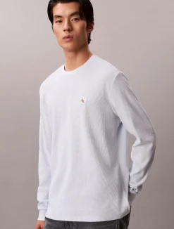 Calvin Klein Jeans Pitkähihaiset Paidat|Kaikki Paidat>miesten pitkähihainen paita LS Waffle Badge Crenwnk Tee,