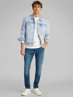 Calvin Klein Jeans Kevättakit>miesten farkkutakki, SLIM DENIM JACKET LIGHT BLUE Indigo