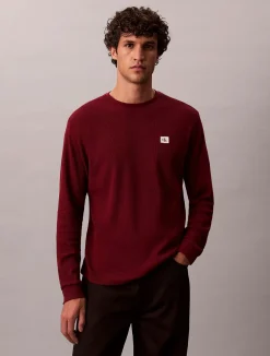 Calvin Klein Jeans Pitkähihaiset Paidat|Kaikki Paidat>miesten paita, LS WAFFLE BADGE CREWNK TEE