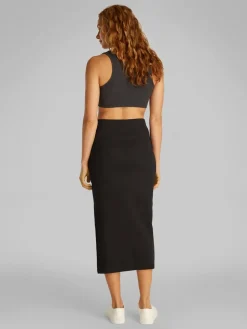 Calvin Klein Jeans Kaikki Mekot Ja Hameet|Hameet>naisten hame, WOVEN LABEL RIB SKIRT