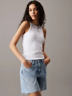 Calvin Klein Jeans Topit|Kaikki Paidat>naisten toppi, WOVEN LABEL RIB TANK TOP