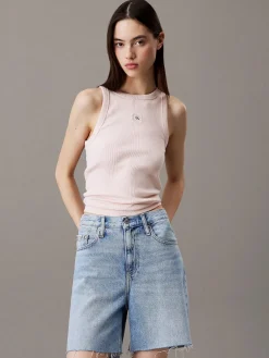 Calvin Klein Jeans Topit|Kaikki Paidat>naisten toppi, WOVEN LABEL RIB TANK TOP