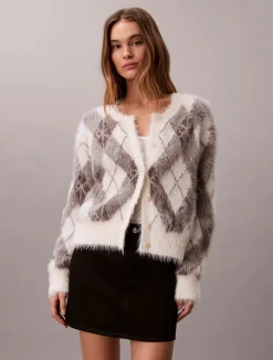 Calvin Klein Jeans Kaikki Neuleet|Neuletakit>naisten neuletakki Fuzzy Novelty Argyle Sweater,