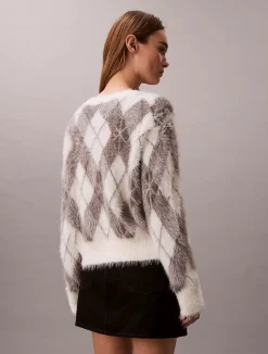 Calvin Klein Jeans Kaikki Neuleet|Neuletakit>naisten neuletakki Fuzzy Novelty Argyle Sweater,