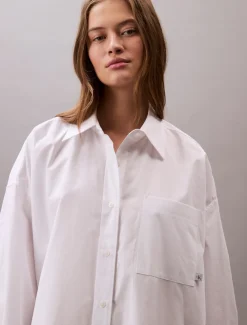 Calvin Klein Jeans Mekot|Kaikki Mekot Ja Hameet>naisten paitamekko, COTTON OVERSIZED MINI SHIRTDRESS