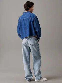 Calvin Klein Jeans Paitapuserot|Kaikki Paidat>naisten farkkupaita, CROPPED DAD DENIM SHIRT Indigo
