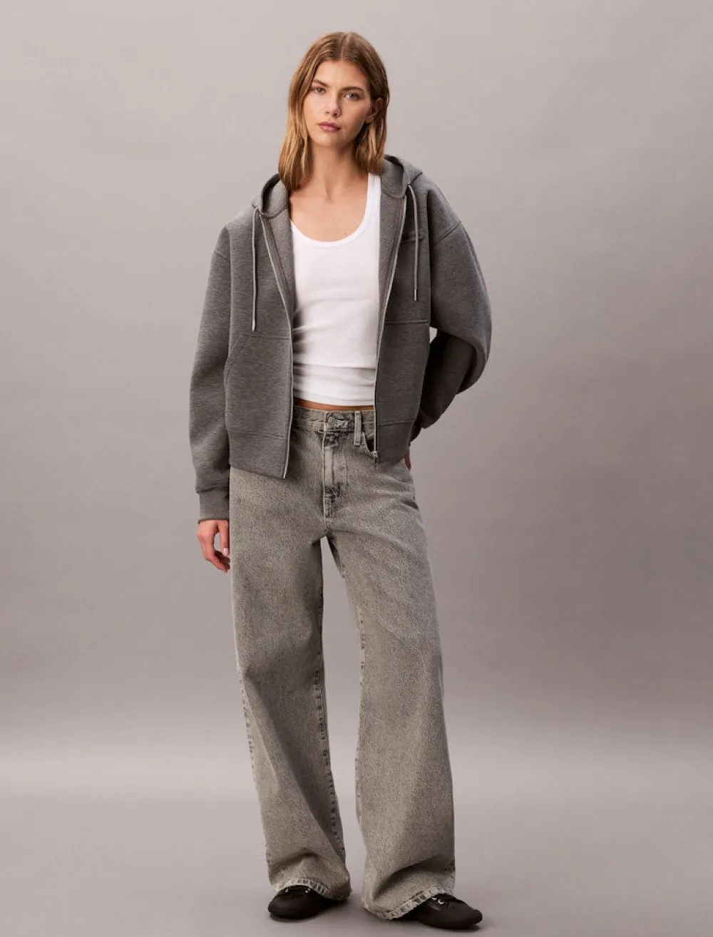 Calvin Klein Jeans Hupparit|Kaikki Paidat>naisten huppari, LS SCUBA HOODIE Vaaleanharmaa