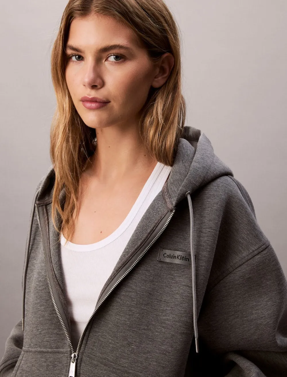 Calvin Klein Jeans Hupparit|Kaikki Paidat>naisten huppari, LS SCUBA HOODIE Vaaleanharmaa