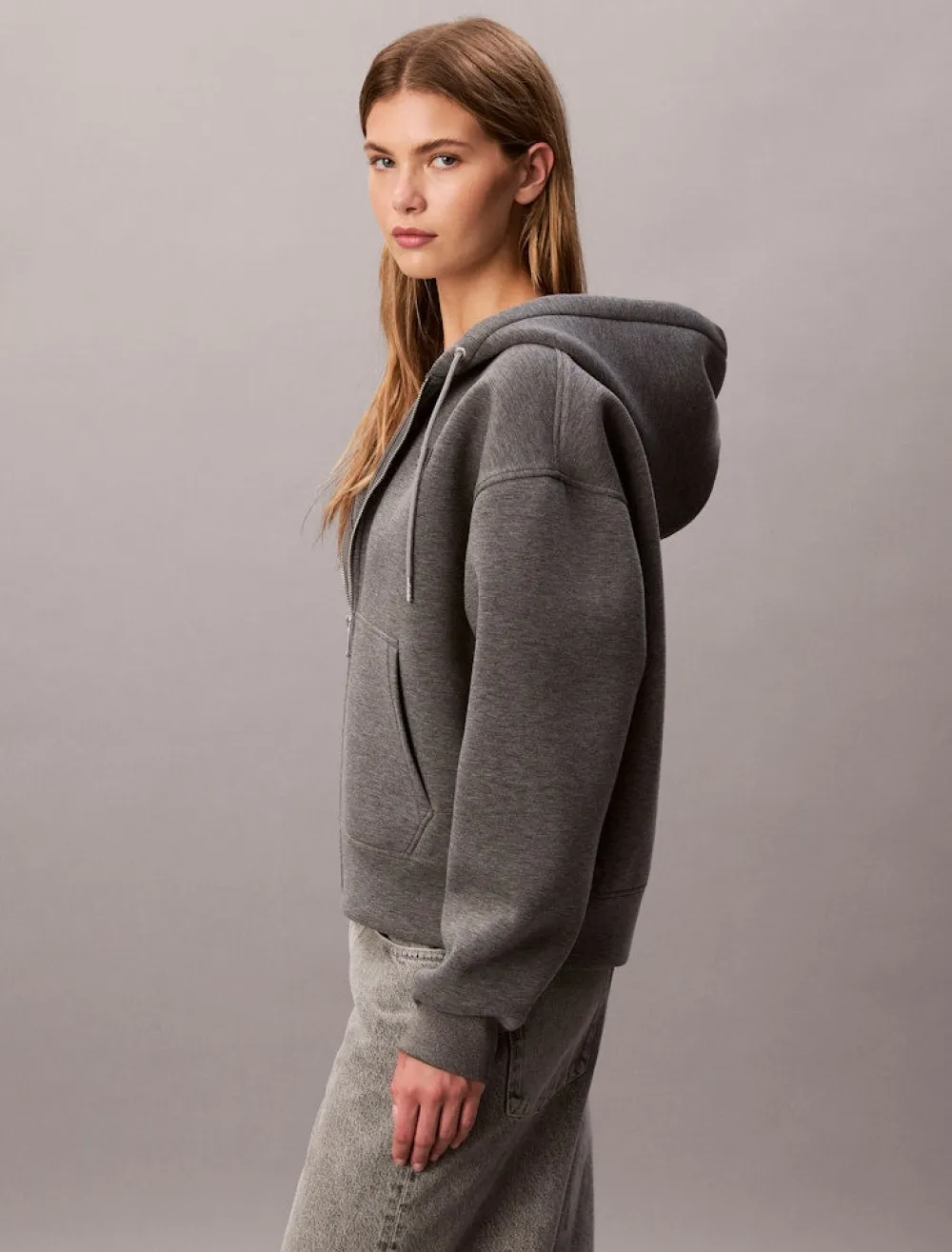 Calvin Klein Jeans Hupparit|Kaikki Paidat>naisten huppari, LS SCUBA HOODIE Vaaleanharmaa