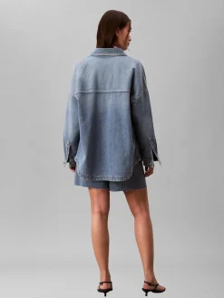 Calvin Klein Jeans Paitapuserot|Kaikki Paidat>naisten farkkupaita DENIM BOYFRIEND SHIRT OVERNIGHT, sininen
