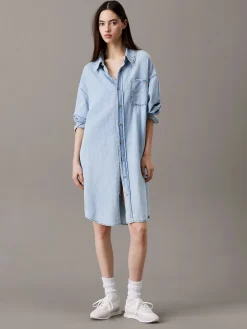 Calvin Klein Jeans Mekot|Kaikki Mekot Ja Hameet>naisten mekko, RELAXED DENIM SHIRT DRESS
