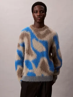 Calvin Klein Menswear Neulepuserot|Kaikki Neuleet>miesten neulepusero LS PATTERN BRUSHED ALPACA CREWNE,