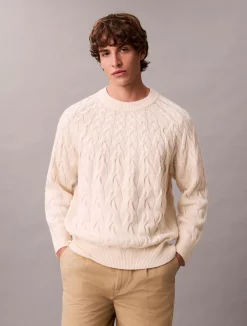 Calvin Klein Menswear Neulepuserot|Kaikki Neuleet>miesten neulepaita LS LAMBSWOOL BLENDCABLE CREWNK,