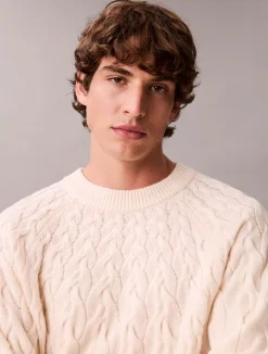 Calvin Klein Menswear Neulepuserot|Kaikki Neuleet>miesten neulepaita LS LAMBSWOOL BLENDCABLE CREWNK,