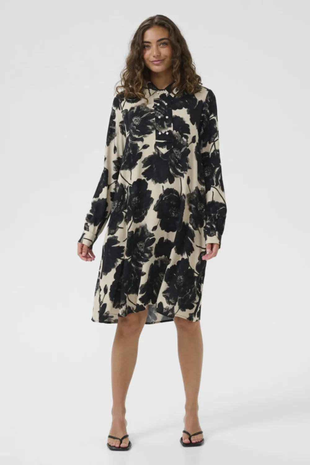 Culture Mekot|Kaikki Mekot Ja Hameet>naisten mekko, CURACHEL ELITHA SHORT DRESS Black/Offwhite Flowe