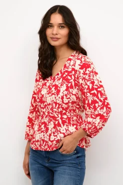 Culture Puserot|Kaikki Paidat>Naisten Pusero, JENNY BLOUSE Punainen Kuosi