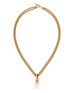 Edblad Korut|Kaikki Asusteet>kaulakoru Swivel Necklace Pearl L, Gold pleated