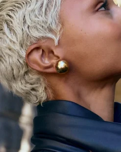 Edblad Korut|Kaikki Asusteet>korvakorut Bead Studs Gold, Gold pleated