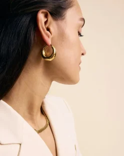 Edblad Korut|Kaikki Asusteet>korvakorut Boyd Hoops Gold, Gold pleated