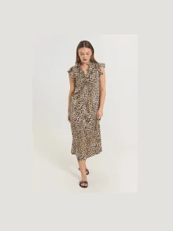 Freequent Kaikki Mekot Ja Hameet|Mekot>naisten mekko, BAYLIN DRESS Ruskea Kuosi