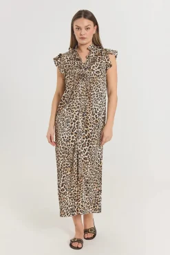 Freequent Kaikki Mekot Ja Hameet|Mekot>naisten mekko, BAYLIN DRESS Ruskea Kuosi