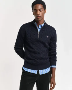 Gant Neulepuserot|Kaikki Neuleet>miesten neule, COTTON CABLE HALF ZIP