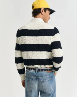Gant Neulepuserot|Kaikki Neuleet>miesten neule, STRIPED COTTON CABLE C-NECK
