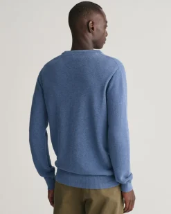 Gant Neulepuserot|Kaikki Neuleet>Miesten Neulepusero, COTTON PIQUE C-NECK Indigo