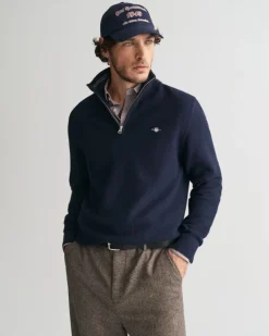 Gant Neulepuserot|Kaikki Neuleet>Miesten Neulepusero, COTTON MICRO TEXTURED HALF ZIP