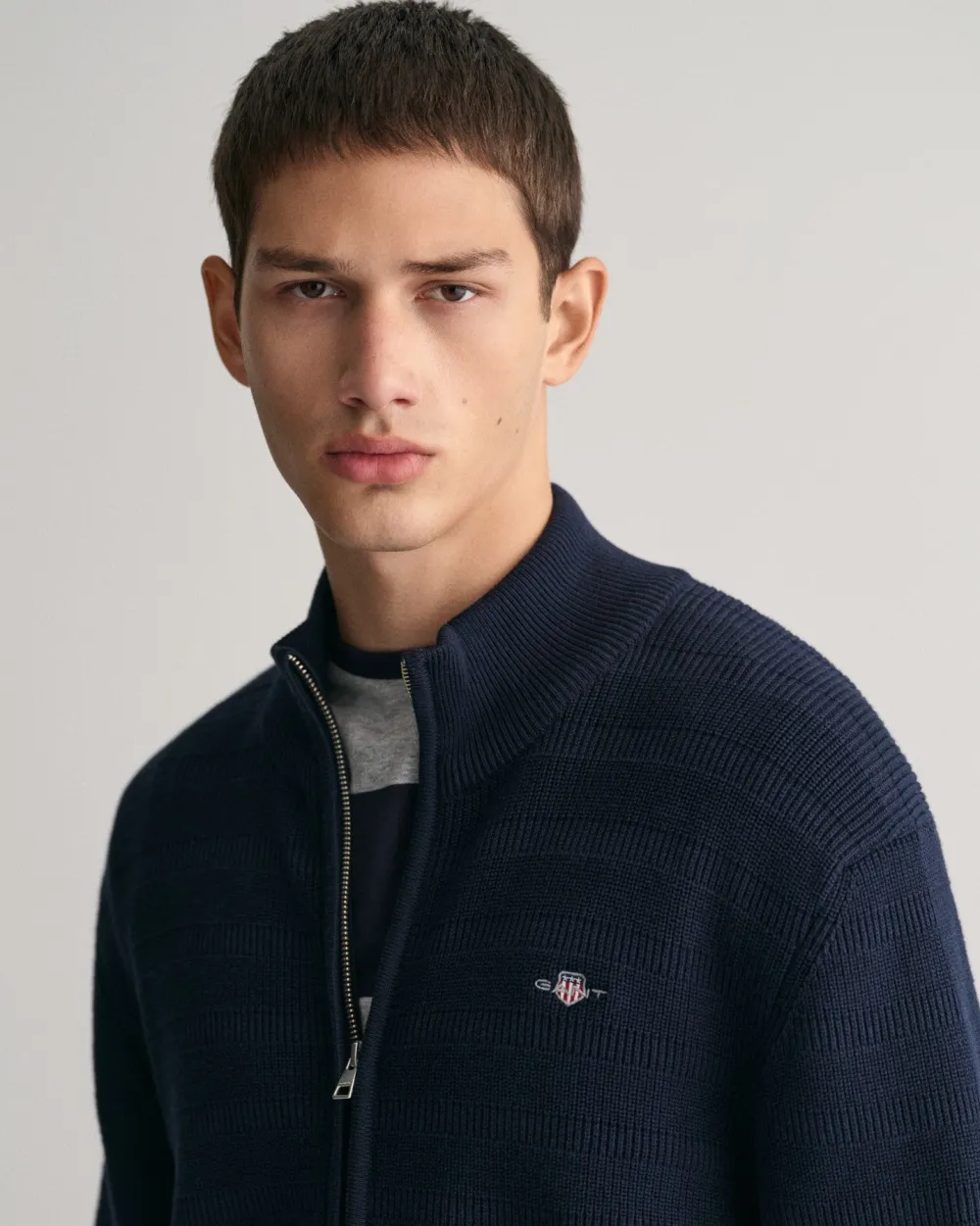 Gant Neuletakit|Kaikki Neuleet>miesten neuletakki, STRIPE TEXTURED COTTON FULL ZIP