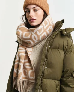 Gant Huivit|Kaikki Asusteet>Naisten Huivi, PATTERN WOOL SCARF Beige Kuosi