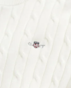 Gant Kaikki Paidat|Neulepuserot>naisten lyhythihainen neulepusero, STRETCH COTTON CABLE SS C-NECK