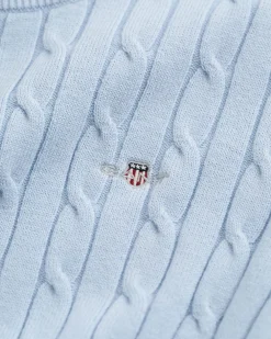 Gant Kaikki Paidat|Neulepuserot>naisten lyhythihainen neulepusero, STRETCH COTTON CABLE SS C-NECK