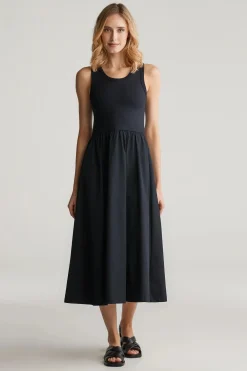 Gant Mekot|Kaikki Mekot Ja Hameet>naisten mekko, MIDI JERSEY WOVEN COMBO DRESS