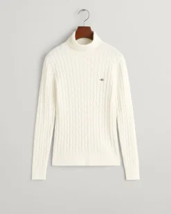Gant Neulepuserot|Kaikki Neuleet>Naisten neulepaita, STRETCH COTTON CABLE TURTLENECK