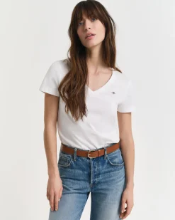 Gant T-Paidat|Kaikki Paidat>naisten t-paita, REG SHIELD SS V-NECK T-SHIRT