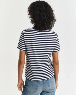 Gant T-Paidat|Kaikki Paidat>naisten t-paita, REG STRIPED SHIELD V-NECK T-SHIRT