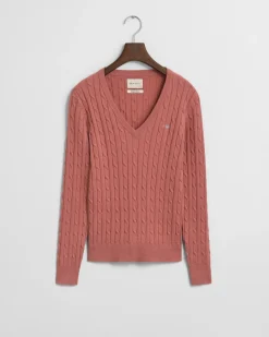 Gant Kaikki Paidat|Neulepuserot>neule, STRETCH COTTON CABLE V-NECK