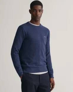 Gant Neulepuserot|Kaikki Neuleet>neule, COTTON PIQUE C-NECK Indigo