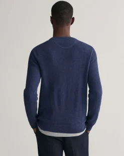 Gant Neulepuserot|Kaikki Neuleet>neule, COTTON PIQUE C-NECK Indigo