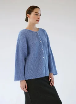 Gauhar Neuletakit|Kaikki Neuleet>Helsinki Naisten Neule, MOHAIR CARDIGAN AZURE