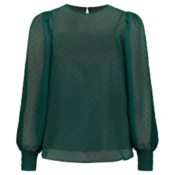 Gauhar Puserot>Helsinki pusero, TULLE SLEEVE SHIRT BOTTLE GREEN