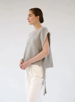Gauhar Neuleliivit>Naisten Neuleliivi, Merino Vest O-Neck Cloud