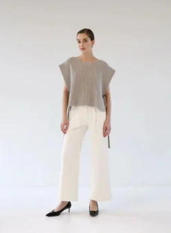 Gauhar Neuleliivit>Naisten Neuleliivi, Merino Vest O-Neck Cloud