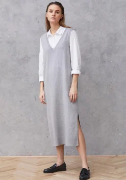 Isay Neulemekot|Mekot>Naisten Neulemekko, RUBI LONG WAISTCOAT Vaaleanharmaa