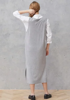 Isay Neulemekot|Mekot>Naisten Neulemekko, RUBI LONG WAISTCOAT Vaaleanharmaa